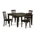 HomeStock 5-Piece Square Cappuccino Finish Solid Wood Top Dining Table with 4 Chairs