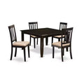 Dining Table Set - 54 Inch Kitchen Table with 8 Chairs - Cappuccino Finish - Modern Design