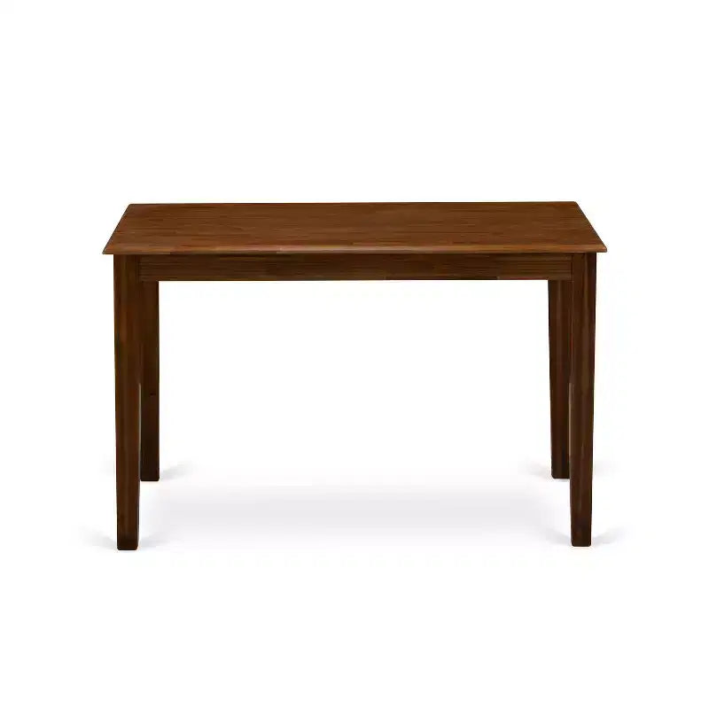 Ensemble de salle à manger 3 pièces HomeStock avec table rectangulaire à plateau en bois massif au fini noyer antique