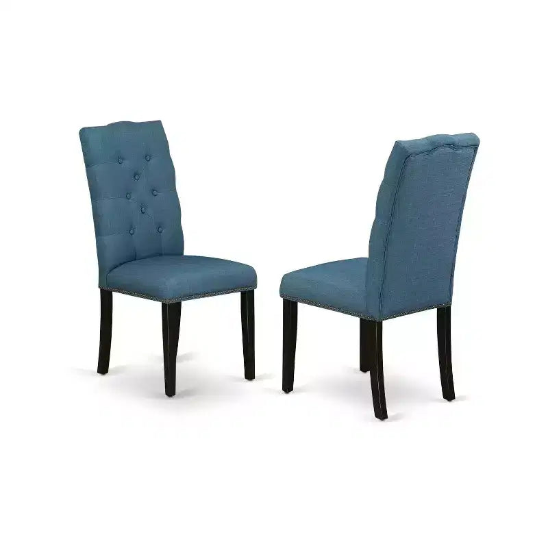 Table à manger 7 pièces en bois massif finition jacobéenne vieillie avec 6 chaises avec