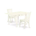 HomeStock 3-Pc Linen White Finish Solid Wood Top With Dropleaf Dining Table Set