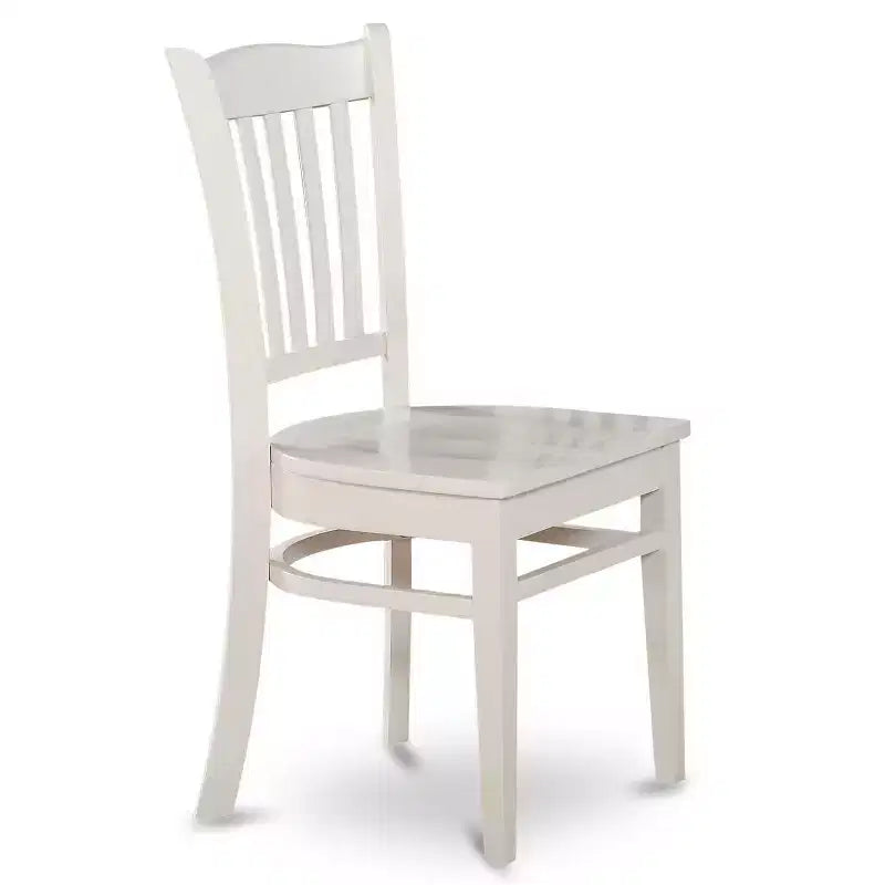 Ensemble de salle à manger 3 pièces HomeStock avec plateau en bois massif finition blanc lin et rallonge rabattable