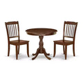 3-Piece Mahogany Finish Solid Wood Top Dining Room Set (Seats-4)
