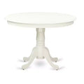 3-Piece Linen White Finish Solid Wood Top-Round Upholstered Dining Room Set-Seats 4