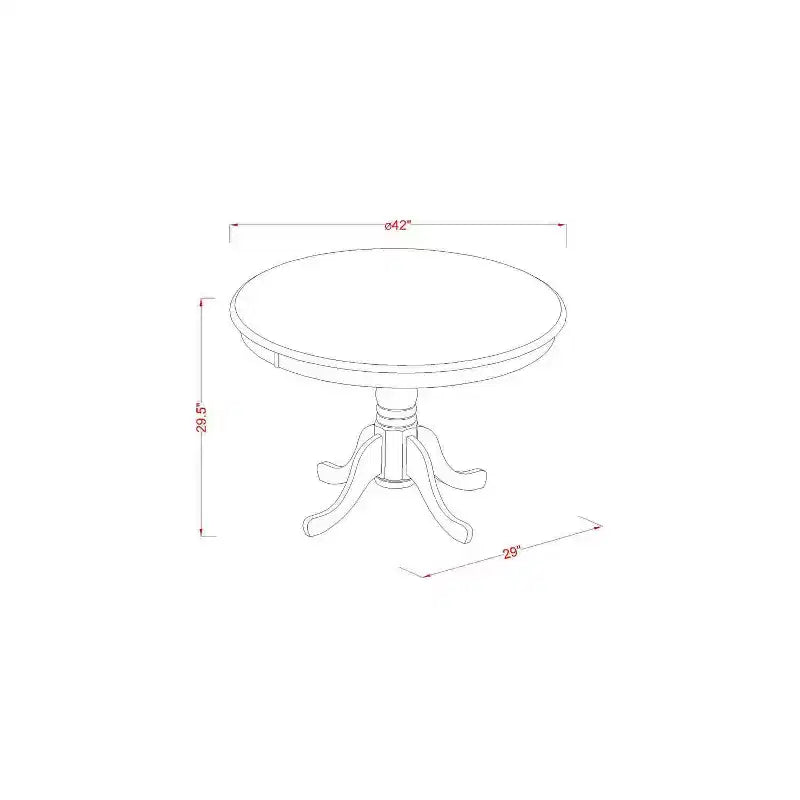 Ensemble de salle à manger 3 pièces, dessus rond en bois massif, fini blanc lin, avec 4 places assises