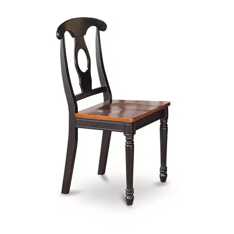 Table de salle à manger HomeStock 7 pièces avec plateau carré en bois massif finition noir et cerisier et 6 chaises