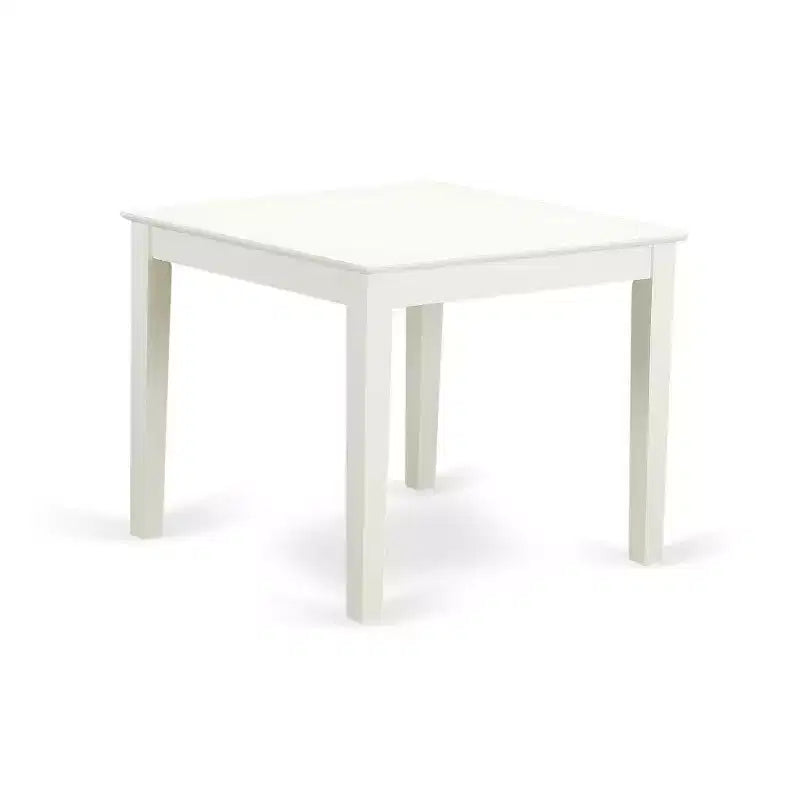 Ensemble de salle à manger 5 pièces en bois massif finition blanc lin avec plateau et dossier capitonné - 4 places