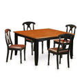 HomeStock 5-Piece Square Black and Cherry Finish Solid Wood Top Dining Table with 4 Chairs