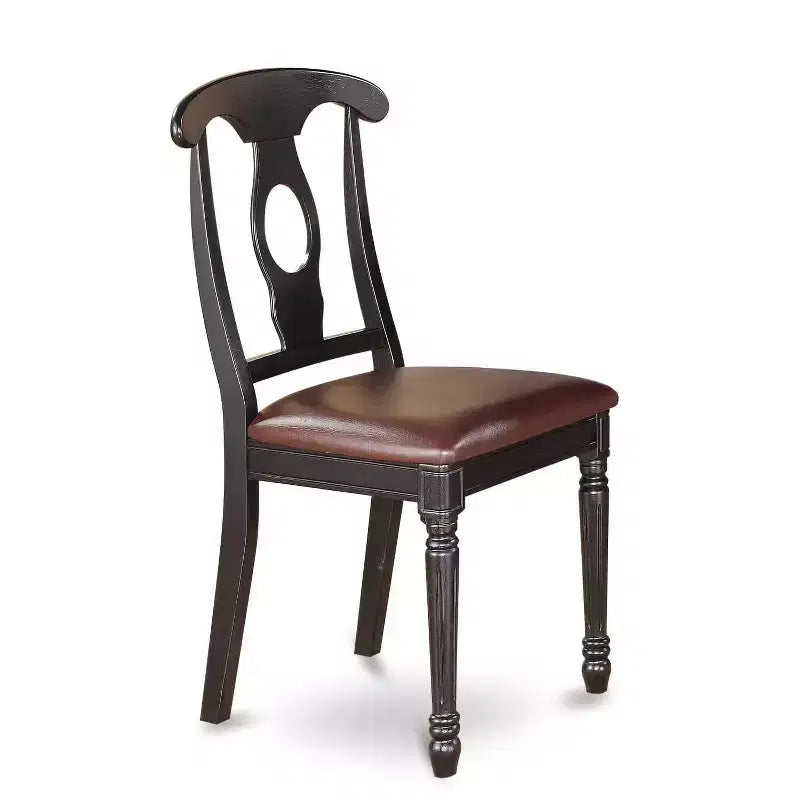 Table de salle à manger HomeStock 5 pièces à plateau carré en bois massif avec finition noire et cerisier, et 4 chaises