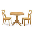 Round Kitchen Table Set - 3 Piece Dining Table with 2 Chairs - Solid Wood Construction