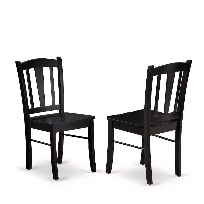 Ensemble de salle à manger moderne 3 pièces - Table à manger ronde avec 2 chaises en bois - Ensemble de table de cuisine finition noire