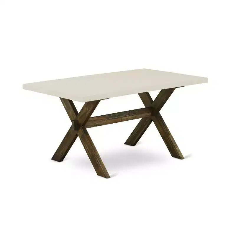 HomeStock Table de salle à manger rectangulaire 6 pièces en bois massif finition jacobéen vieilli avec 1 banc et 4 chaises
