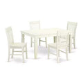 HomeStock 5-Piece Linen White Finish Solid Wood Top Dining table with 4 Chairs