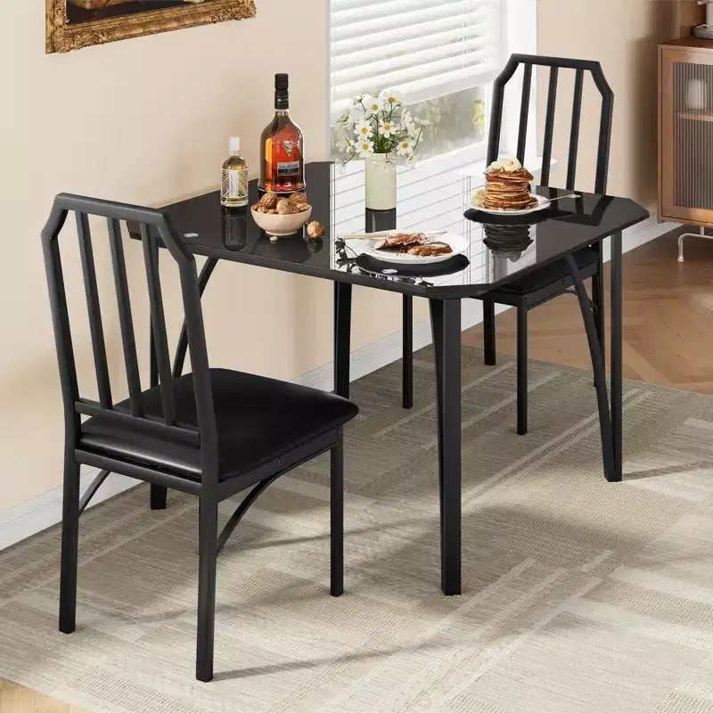 Kitchen Table Chairs Set of 2, Dining Room Table Set, Comfortable Upholstered Seats, Rectangular Kitchen Table Set, for Small Space, Home, Kitchen