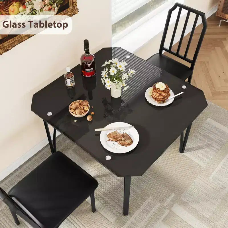 Ensemble de 2 chaises de table de cuisine, ensemble de table de salle à manger, sièges rembourrés confortables, ensemble de table de cuisine rectangulaire, pour petit espace, maison, cuisine