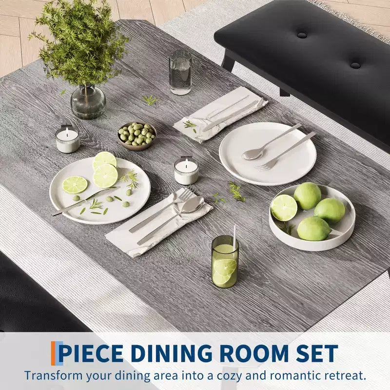 Ensemble table à manger de style banc Table à manger en bois avec 2 bancs Ensemble table et chaises pour 4 à 6 personnes Convient aux cuisines, appartements et studios