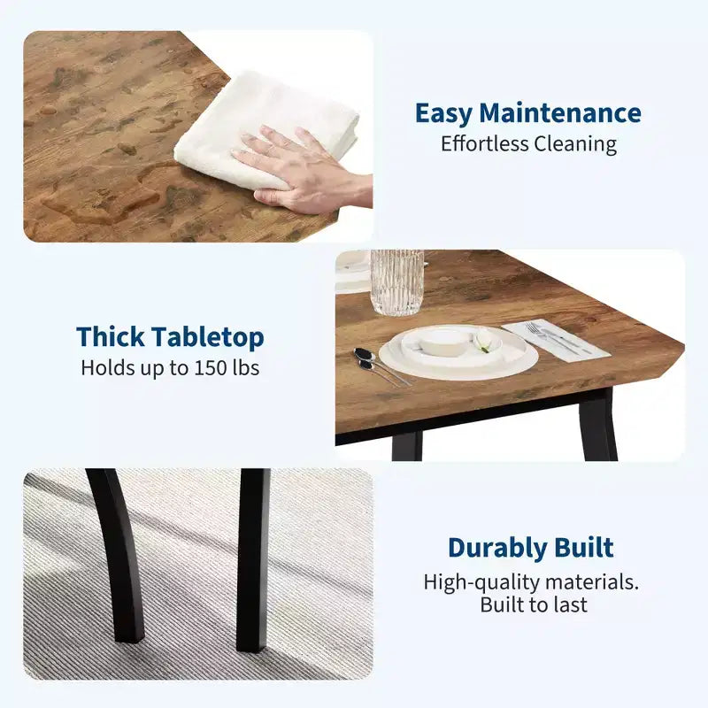 Ensemble table à manger de style banc Table à manger en bois avec 2 bancs Ensemble table et chaises pour 4 à 6 personnes Convient aux cuisines, appartements et studios