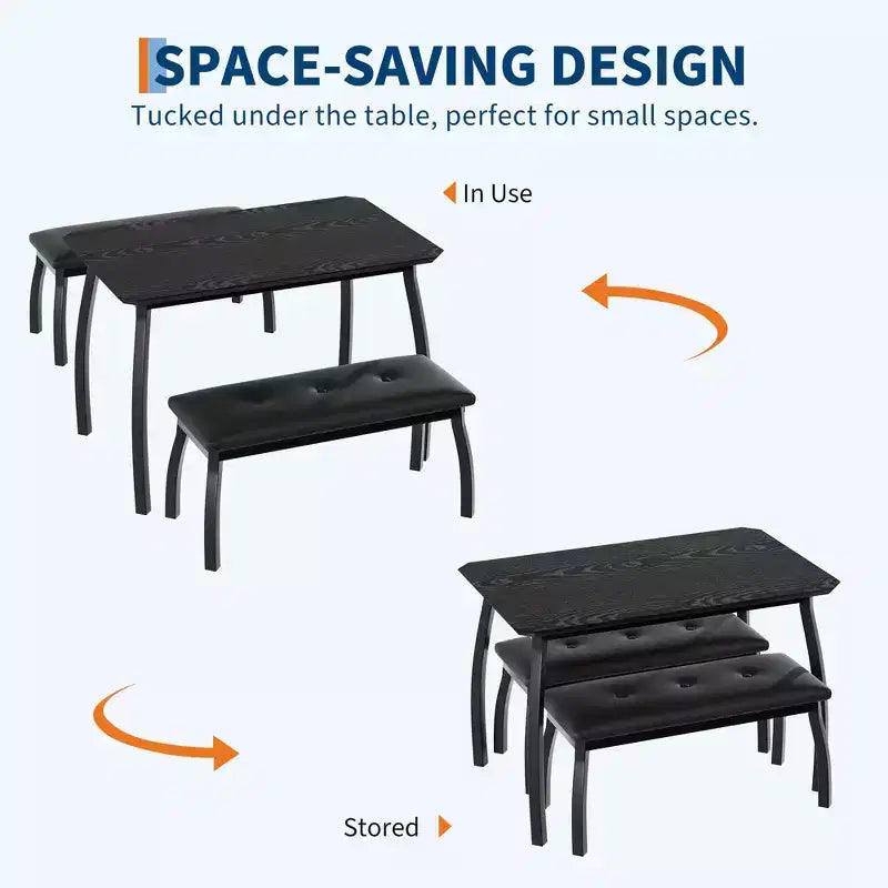 Ensemble table à manger de style banc Table à manger en bois avec 2 bancs Ensemble table et chaises pour 4 à 6 personnes Convient aux cuisines, appartements et studios