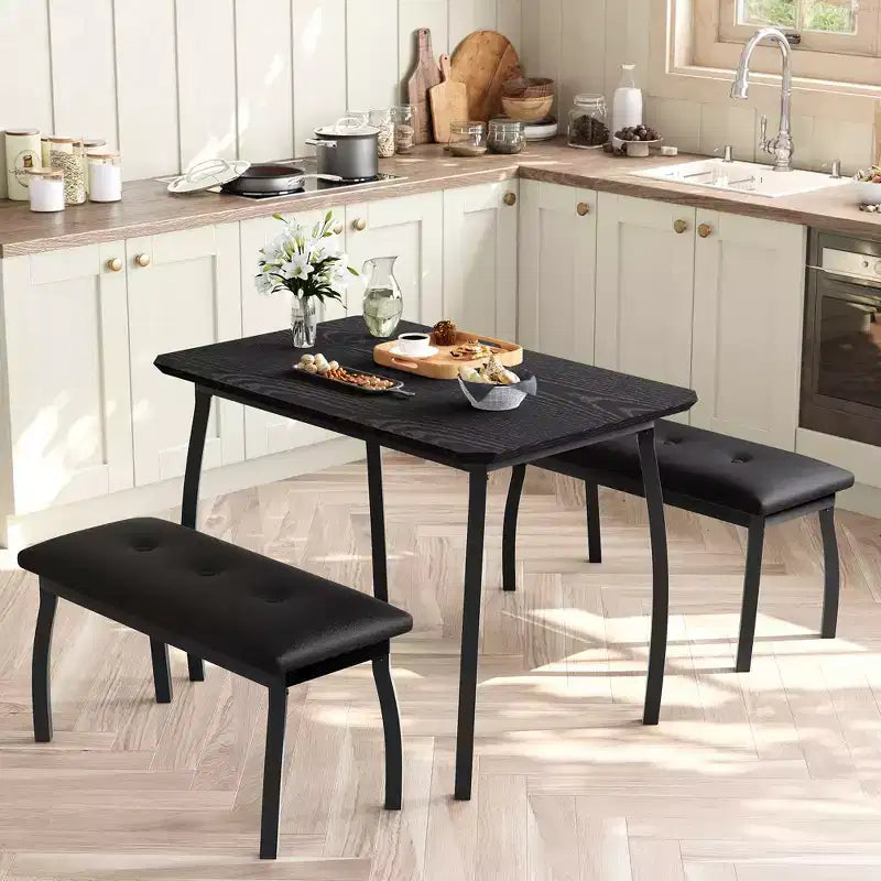 Ensemble table à manger de style banc Table à manger en bois avec 2 bancs Ensemble table et chaises pour 4 à 6 personnes Convient aux cuisines, appartements et studios
