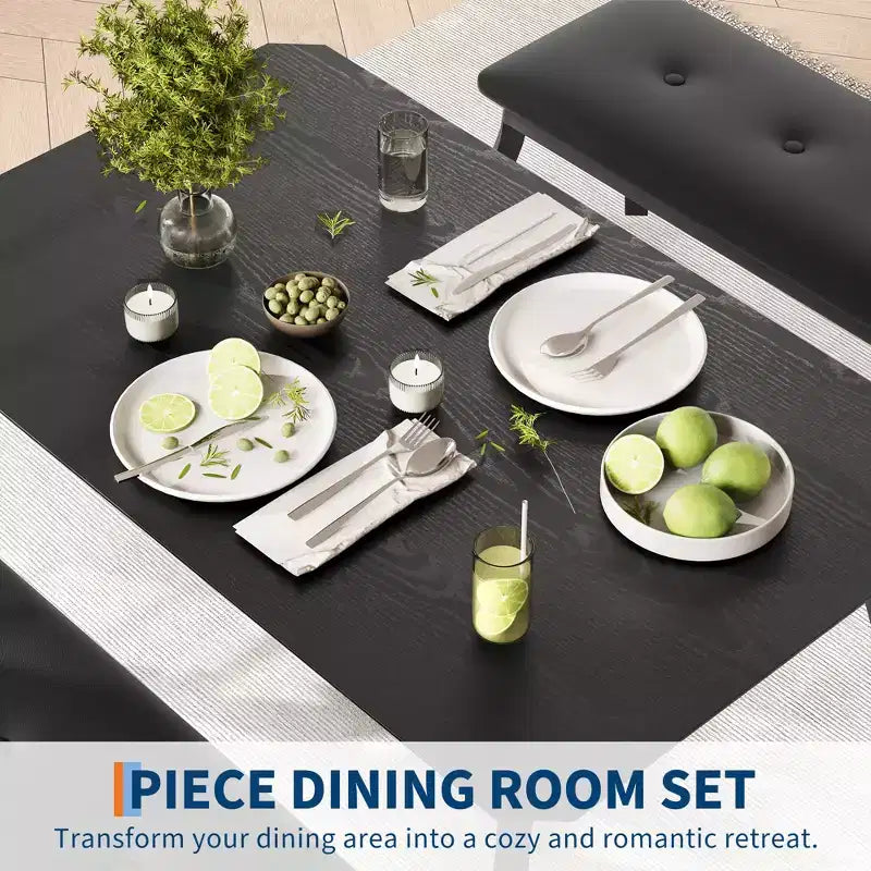 Ensemble table à manger de style banc Table à manger en bois avec 2 bancs Ensemble table et chaises pour 4 à 6 personnes Convient aux cuisines, appartements et studios