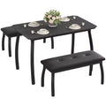 Bench-Style Dining Table Set Wooden dining table with 2 benches 4-6 person dining table and chair set Suitable for kitchens, apartments, and studios