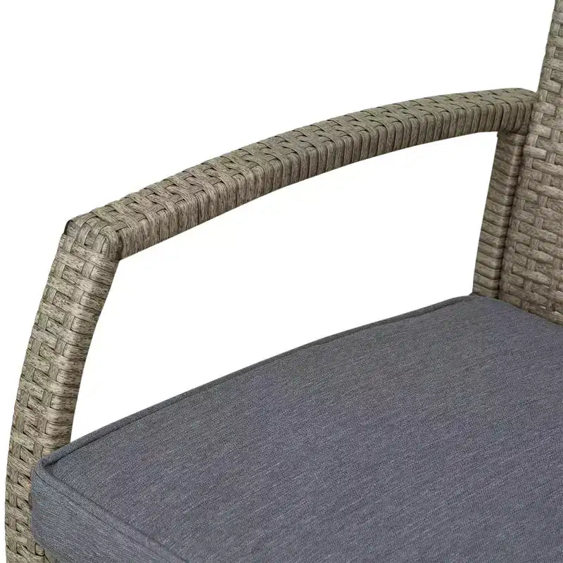 Ensemble de bar 3 pièces en rotin tressé avec table en bois et 2 tabourets de bar pour l'extérieur, le patio, la piscine, le jardin.