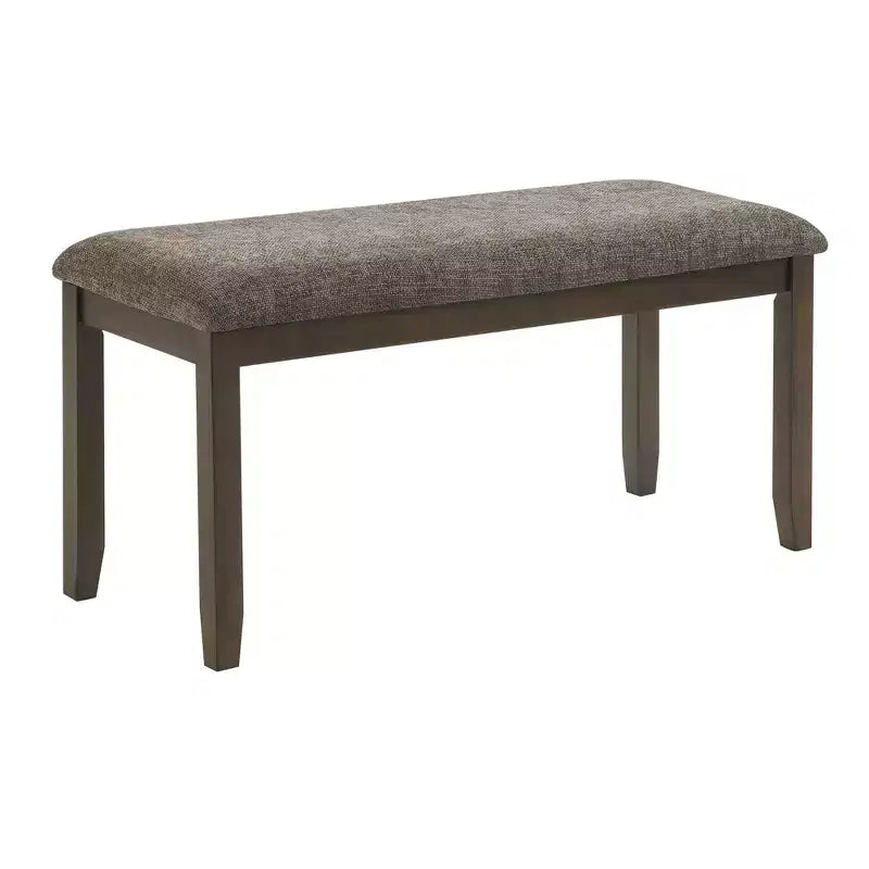 Ensemble de salle à manger 6 pièces GDFStudio Eira Farmhouse avec table rectangulaire en bois d'hévéa, 1 banc et 4 chaises rembourrées en lin