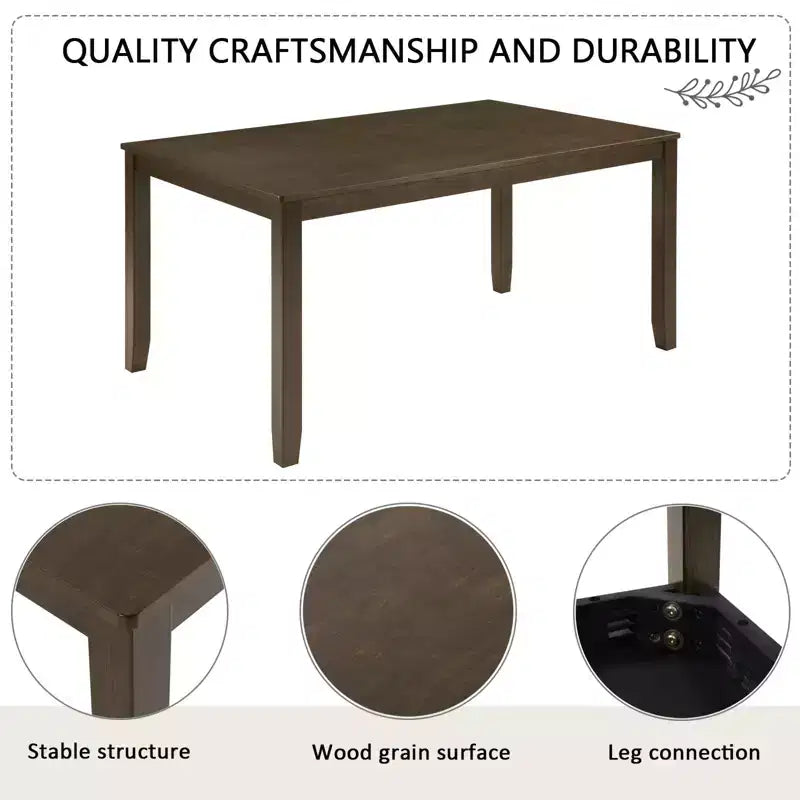 Ensemble de salle à manger 6 pièces GDFStudio Eira Farmhouse avec table rectangulaire en bois d'hévéa, 1 banc et 4 chaises rembourrées en lin
