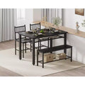 4 Piece Kitchen Table Set for Small SpaceModern Dining Table Set2 Chairs,1 Bench,1 Table,47 Rectangular Dining Room Set with Storage Bench