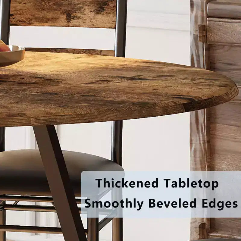 Ensemble Table et Chaises de Salle à Manger Rond pour 4 Personnes, Table de Cuisine et Chaises Circulaires en Bois 5 Pièces pour 4, avec 4 Chaises Rembourrées, Cadre Épais et Robuste