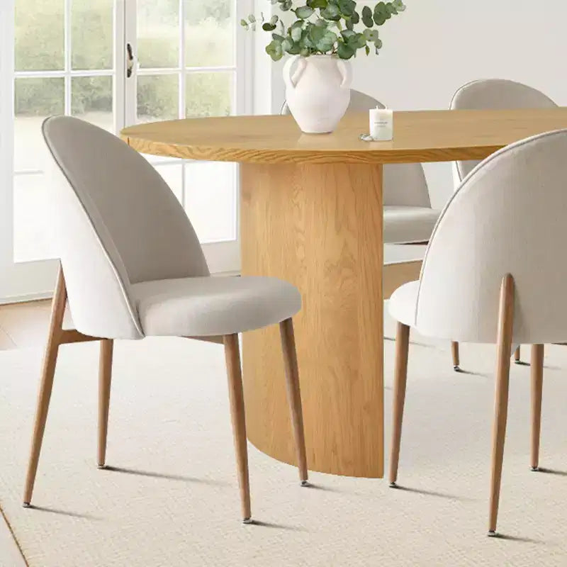 Ensemble de salle à manger ovale 7 pièces, 6 chaises rembourrées à dossier incurvé et table effet bois de 79 cm pour cuisine ou salle à manger moderne-Panipeachy