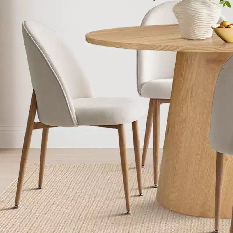 Ensemble de salle à manger 5 pièces en chêne, table ronde à pied central de 46 pouces et 4 chaises rembourrées avec pieds en métal imitation chêne pour cuisine ou salle à manger - Panipeachy