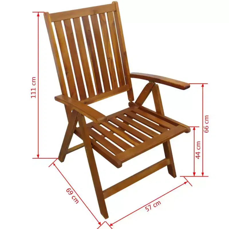vidaXL Ensemble repas d'extérieur pliable marron en bois d'acacia massif Moyen