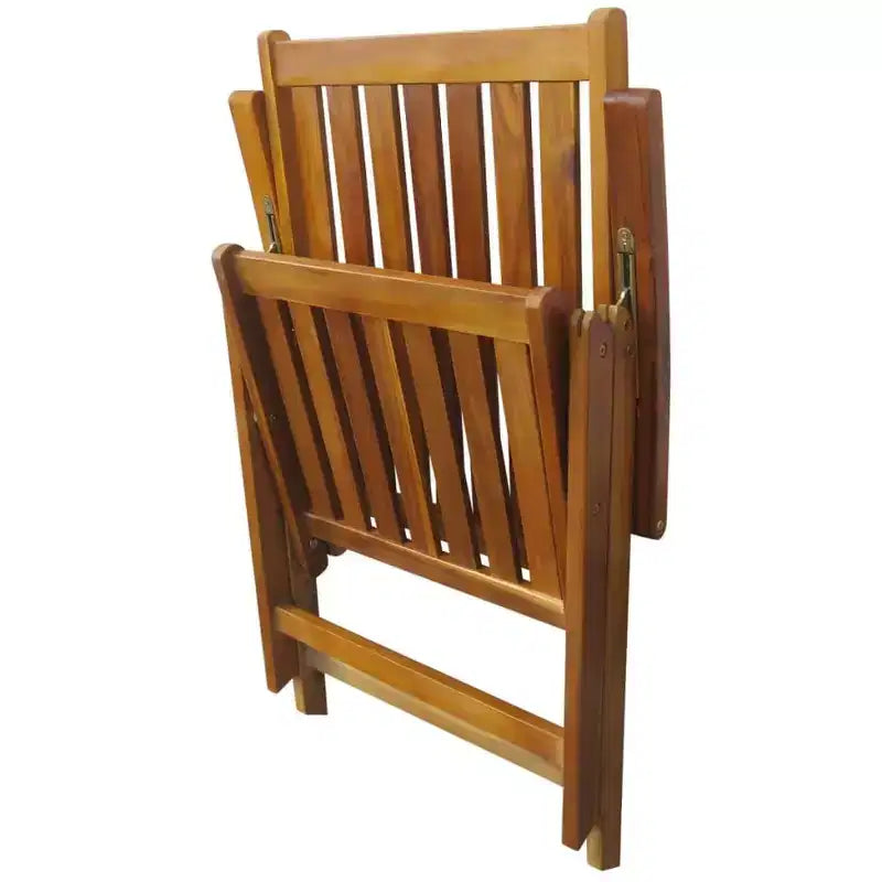 vidaXL Ensemble repas d'extérieur pliable marron en bois d'acacia massif Moyen