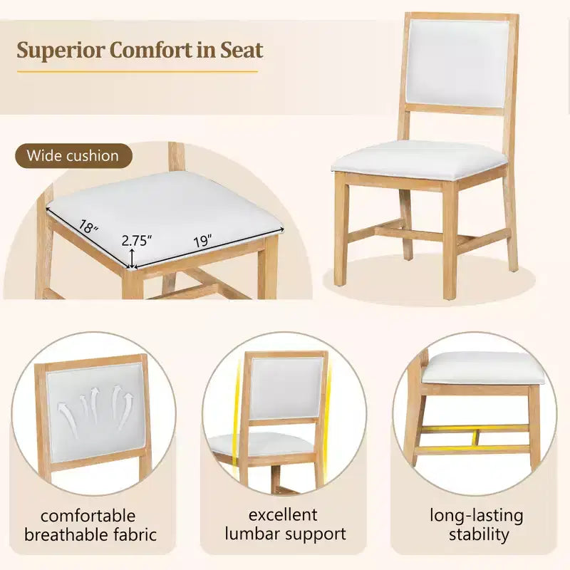 GDFStudio Mandy – Ensemble de salle à manger extensible 5 pièces style ferme avec chaises rembourrées