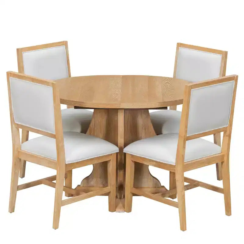 GDFStudio Mandy – Ensemble de salle à manger extensible 5 pièces style ferme avec chaises rembourrées