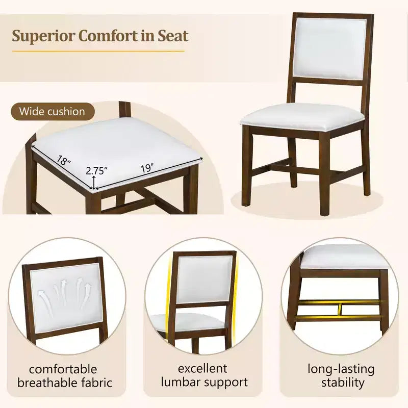 GDFStudio Mandy – Ensemble de salle à manger extensible 5 pièces style ferme avec chaises rembourrées