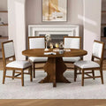 GDFStudio Mandy Farmhouse 5-Piece Extendable Dining Table Set with Upholstered Chairs