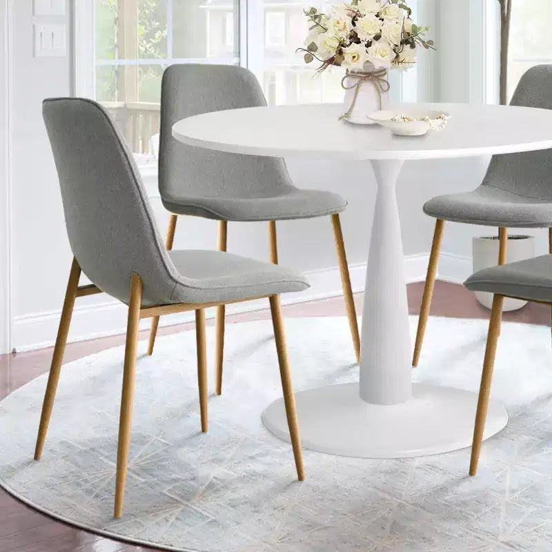 Ensemble de salle à manger 5 pièces pour 4 personnes, table ronde avec 4 chaises rembourrées, pieds en chêne pour appartement, meubles d'intérieur - Panipeachy