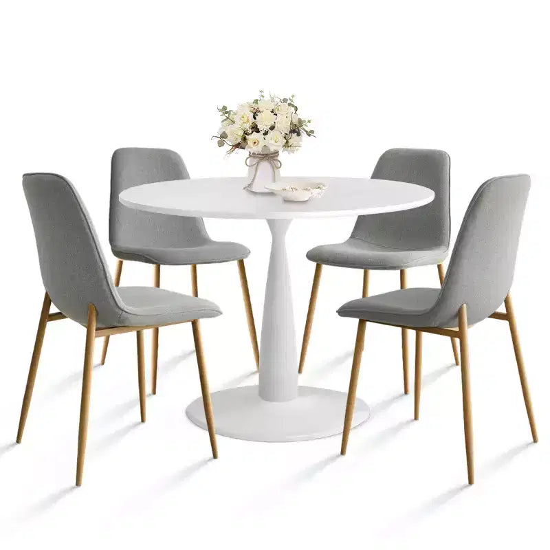 Ensemble de salle à manger 5 pièces pour 4 personnes, table ronde avec 4 chaises rembourrées, pieds en chêne pour appartement, meubles d'intérieur - Panipeachy