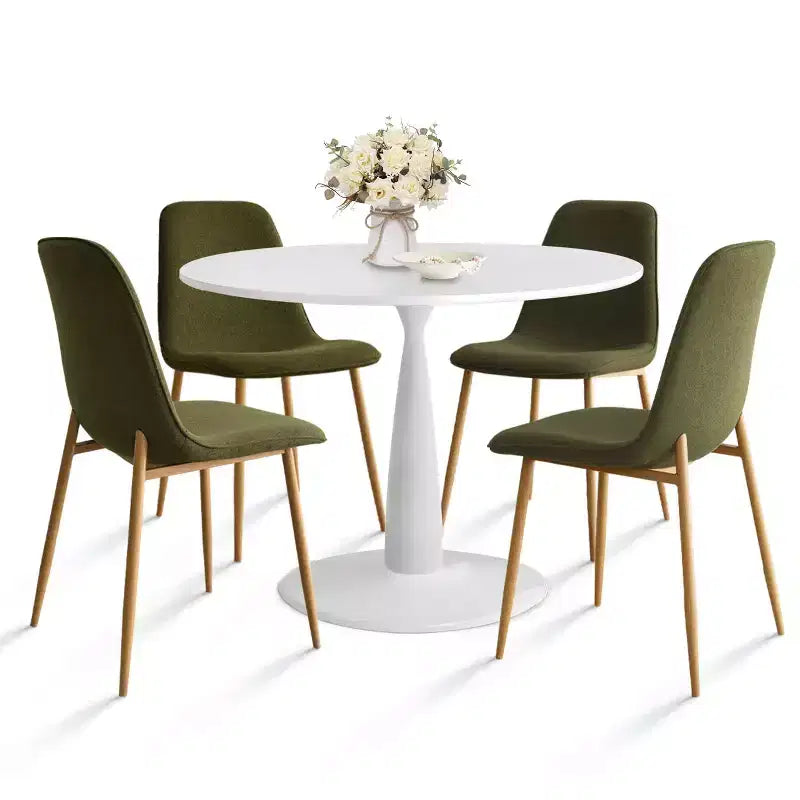 Ensemble de salle à manger 5 pièces pour 4 personnes, table ronde avec 4 chaises rembourrées, pieds en chêne pour appartement, meubles d'intérieur - Panipeachy