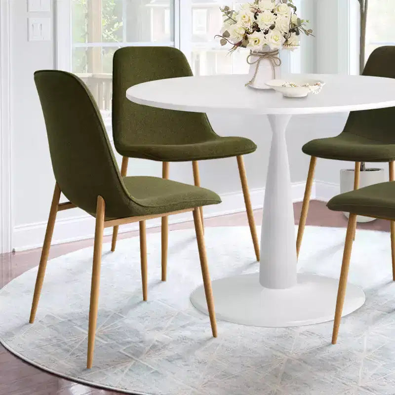 Ensemble de salle à manger 5 pièces pour 4 personnes, table ronde avec 4 chaises rembourrées, pieds en chêne pour appartement, meubles d'intérieur - Panipeachy
