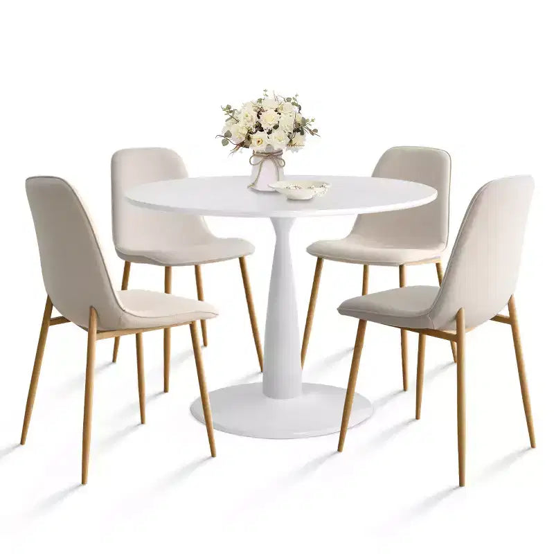 Ensemble de salle à manger 5 pièces pour 4 personnes, table ronde avec 4 chaises rembourrées, pieds en chêne pour appartement, meubles d'intérieur - Panipeachy