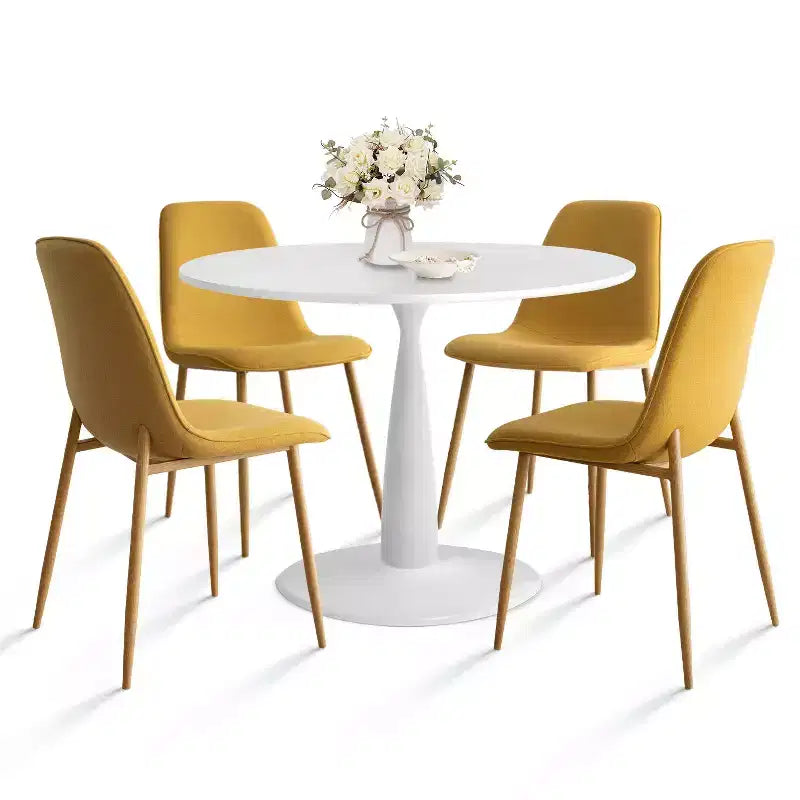 Ensemble de salle à manger 5 pièces pour 4 personnes, table ronde avec 4 chaises rembourrées, pieds en chêne pour appartement, meubles d'intérieur - Panipeachy