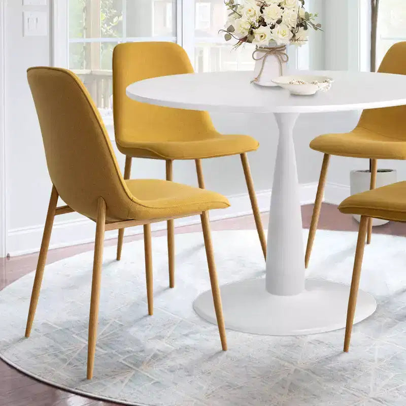 Ensemble de salle à manger 5 pièces pour 4 personnes, table ronde avec 4 chaises rembourrées, pieds en chêne pour appartement, meubles d'intérieur - Panipeachy