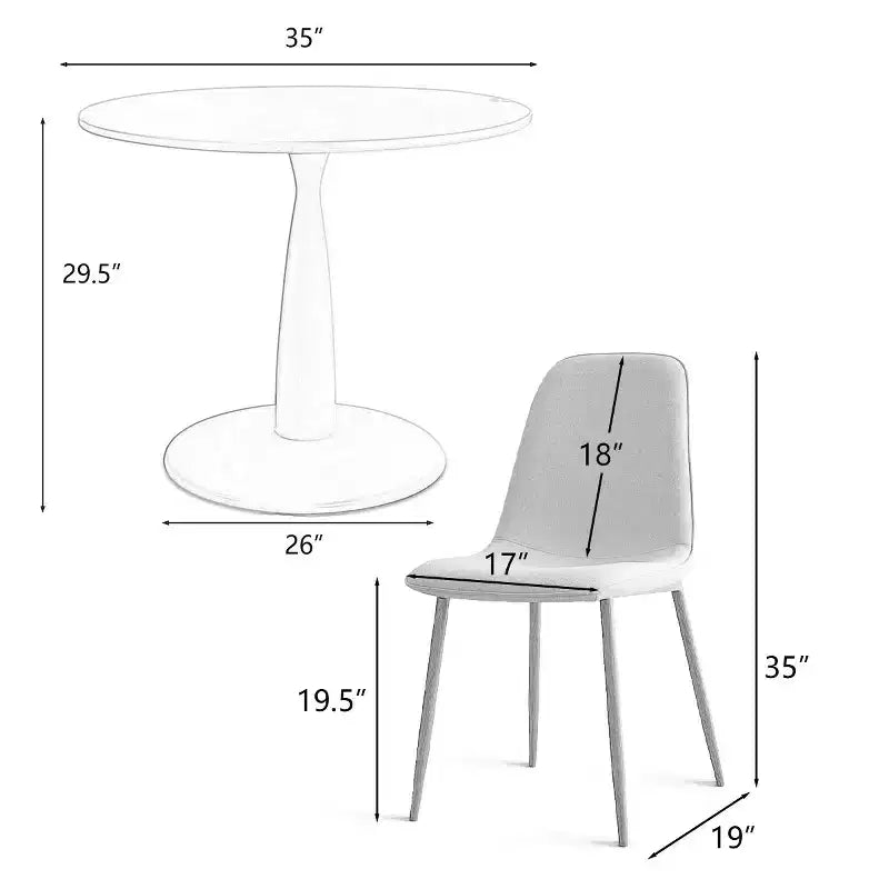 Ensemble de salle à manger 5 pièces pour 4 personnes, table ronde avec 4 chaises rembourrées, pieds en chêne pour appartement, meubles d'intérieur - Panipeachy
