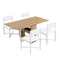 5-Piece Dining Table Set, Extendable Modern Compact 31.5-63 Kitchen Table with Storage Rack and 4 Upholstered Dining Chairs for Small Spaces