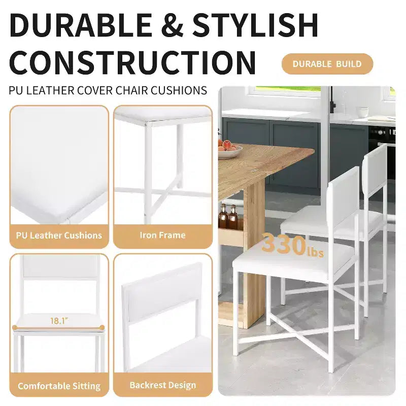 Ensemble de table à manger 5 pièces, table de cuisine moderne et compacte extensible de 80 à 160 cm avec étagère de rangement et 4 chaises de salle à manger rembourrées pour petits espaces