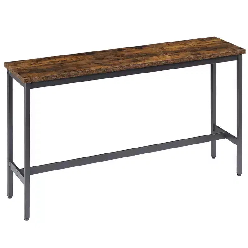 JVNOXK Ensemble table de bar et chaises de 160 cm, comprend 3 tabourets de bar rembourrés en PU, style industriel, convient aux salons, marron foncé