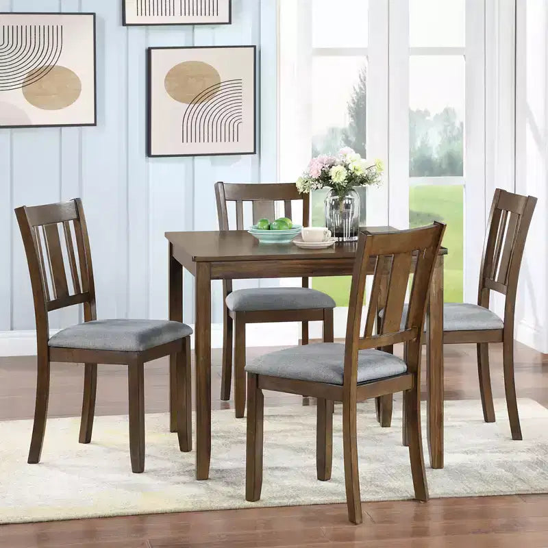 sumyeg Ensemble de 5 pièces de table de salle à manger en bois avec 4 chaises pour cuisine ou salle à manger